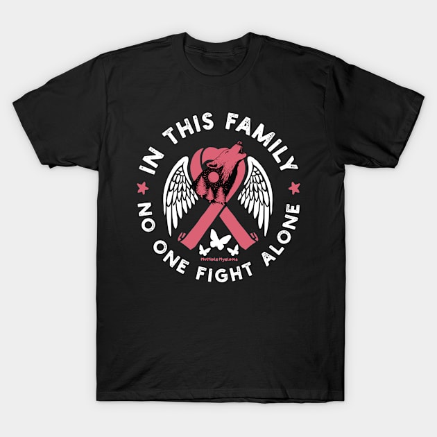 Multiple Myeloma Awareness Burgundy Ribbon Family T-Shirt by Vixel Art